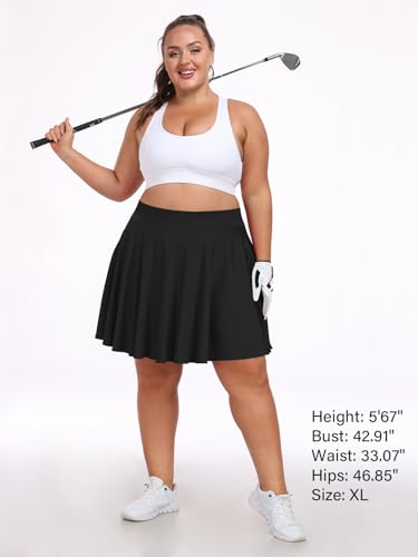 Moon Wood Knee Length Skirts for Women 4 Pockets High Waisted Plus Size Womens Tennis Skirt Athletic Golf Skirts with Shorts2