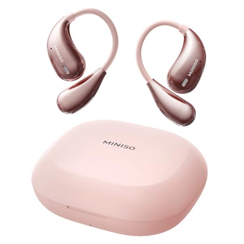 MINISO X33 AI Translation Earbuds Real Time OWS Wireless Bluetooth Earphones 135 Language Translator Earbuds Open Ear translating Headphones fit iOS & Android for Travel Business Learning Pink