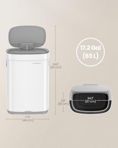 Caneca de basura rectangular con sensor 65 L blanco miniatura 6