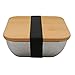 Produktbild Fackelmann 684081 Lunchbox für Mikrowelle, Edelstahl, 600 ml, Lunchbox für Mittagessen, Edelstahl, Deckel aus Bambus, 13 x 13 cm