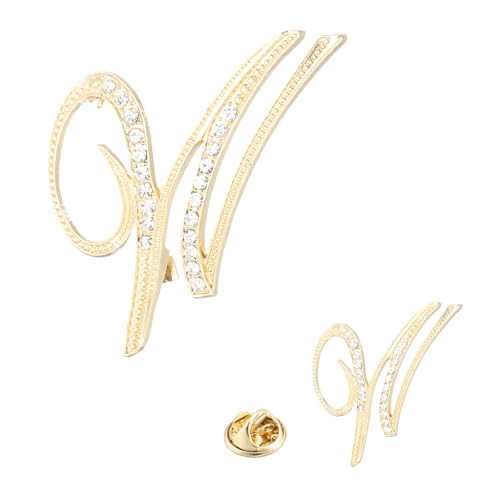 Image of PATIKIL Rhinestone Letter Brooch Pins, Initial Rhinestone Alphabet Letter Lapel Badges Pin for Women Men Suits Dress Coat