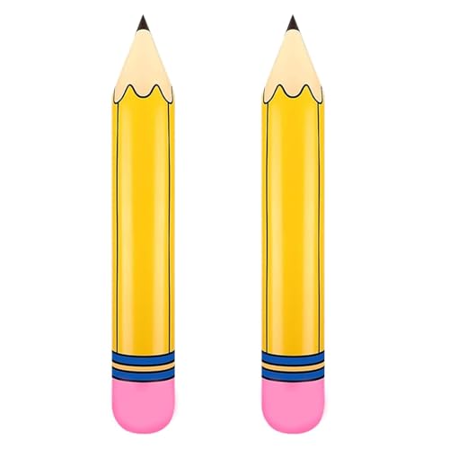 QDTK Back to School Balloons Yellow Pencil Inflatable Balloon 27 Large Pencil Balloons Kit for First Day of School Welcome Party Decorations Supplies 2Pcs