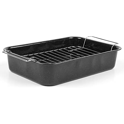 Russell Hobbs CW9161 Romano 34cm Emaille bräter mit gitter, rechteckige auflaufform mit rost, Spülmaschinenfest ofenform Cover