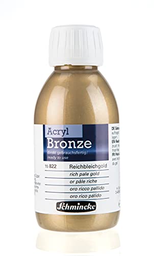 Schmincke - Acryl-Bronze, Reichbleichgold, 150 ml, 15 822 020, glänzende Metalleffekte auf Acrylbildern, Papier, Leinwand, Holz, Metall, Kunststoff, Gips
