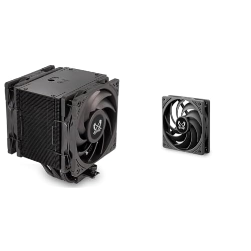 【セット買い】SCYTHE サイズ サイドフロー型CPUクーラー MUGEN6 BLACK EDITION デュアルファン 6mm径ヒートパイプx6 SCMG-6000DBE + オリジナル設計12cmケースファン 新開発渦巻状フィン Wonder Sna