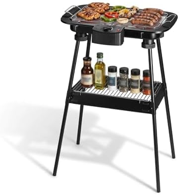 Upgrade Version-YANDEA Electric Grill 1700W Outdoor Indoor Cooking,Smokeless BBQ,Portable Removeable Stand Grill,Temperature Controal&Non Stick cooking for Family Party,Camping