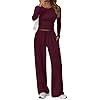 Trendy Queen Women' 2 Piece Matching Lounge Sweat Sets 2025 Early Fall Fashion Y2K Teen Workout Gym Clothes Wide Leg Pants Crop Top Airport Travel Outfits Casual Sweatsuit Winter Clothing