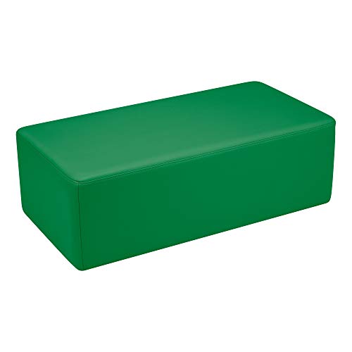 Image of Sprogs 12 inch H Structured Rectangle Stool -Flexible Modular Collaborative Soft Seating for Office, Home, Lounge and School Classrooms with Durable Frame & Set of 2 inch Casters Add-on -Green