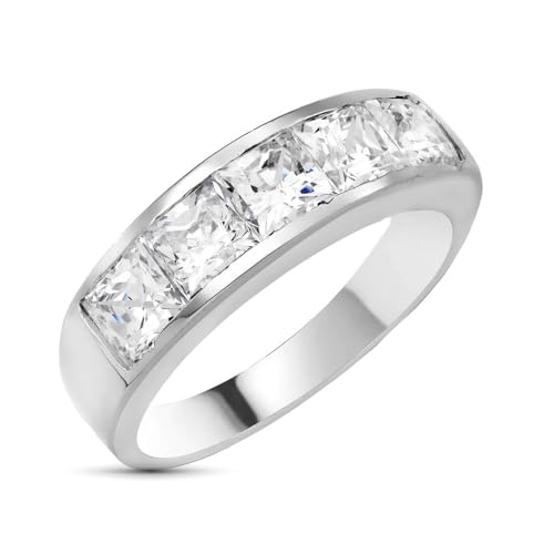 Bague en or blanc 9 carats avec zircon, cadeau d'anniversaire