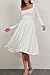 CHYRII Womens White Dress Spring Fashion 2025 Square Neck Long Sleeve Casual A-Line Midi Dress M