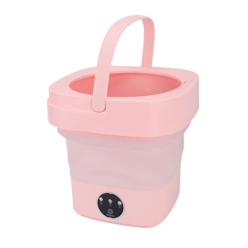 Mini Washing Machine, Folding Washer Soft Spin Drying US Plug 100‑240V Automatic Easy Household (Pink)