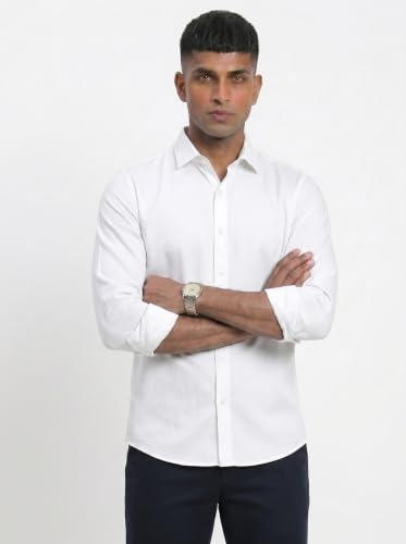 Image of DOXIC Men's Cotton Shirt with Spread Collar Neck Full Sleeves Classic Style Solid Pattern Regular Fit and Standard Length | Formal & Casual Wear Shirts