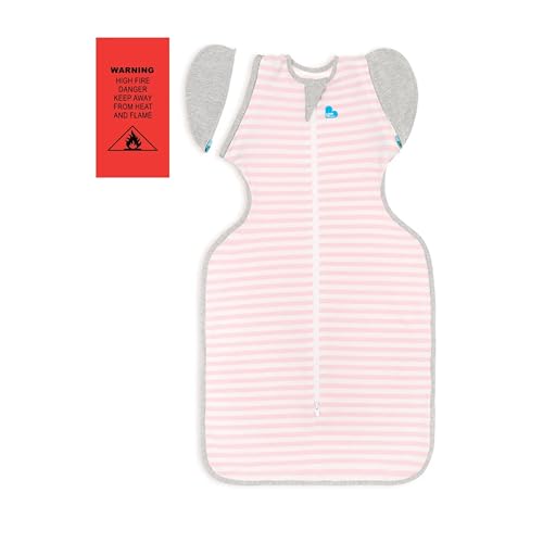 Image of Love to Dream Swaddle Up, Transition Bag, 1.0 TOG, 13-19lbs, Patented Zip-Off Wings, Help Baby Transition from Being Swaddled to Arms-Free When Showing Signs of Rolling, Stripes Pink