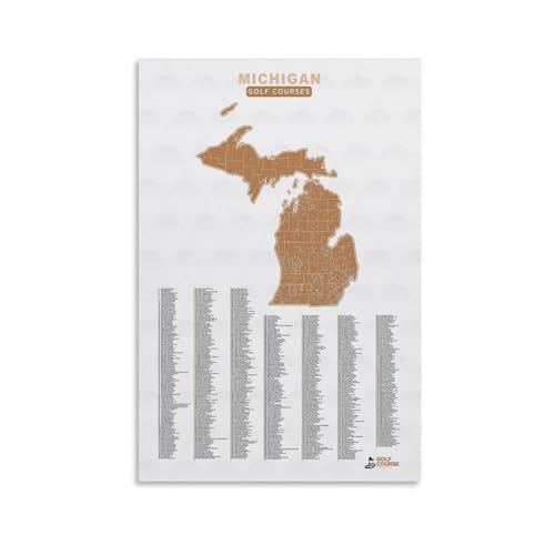 LOKLNEYK Michigan Golf Courses Map Poster 12x18in
