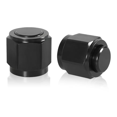 SWPHRT 4AN Car Female Flare Cap Block Off Fitting Plug, 2PCS Aluminum Female Flare Cap Port Fitting Nut Adapter, Auto Modification Accessories for Fuel Oil Line, Universal for Vehicles