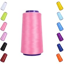 Polyester Low Stretchy Woolly Serger Thread 2500 Yards Per Roll, Soft Texture Overlock Sewing Thread for Garments, Polyester Thread for Serger&Overlock Machine Use Deep Pink