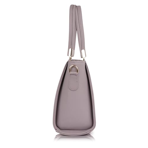 Image of Lady Quinton structured handbag with gold-tone hardware, dual handles, and detachable strap