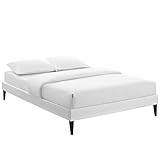 Modway Sharon Vinyl Bed Frame with Squared Tapered Legs, Queen, White