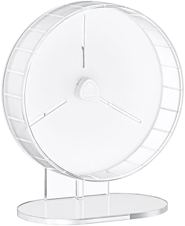 BUCATSTATE Hamster Exercise Wheel Super-Silent with Adjustable Base Cage Accessories Quiet Spinning Running Wheel for Dwarf Syrian Hamster Gerbils (6.7in, White)