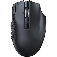 Razer Naga V2 HyperSpeed - Ergonomische Kabellose MMO Gaming Maus (19 Programmierbaren Tasten, Wireless 2,4 GHz, Bluetooth, Bis zu 250 Stunden, Focus Pro 30K Optischer Sensor) Schwarz