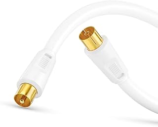 Perfect TV, kabel antenowy, kabel koncentryczny, złącze IEC do gniazda IEC z ferrytem, 3,00 m, biały