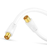 Perfect TV-Kabel, Antennen-Kabel, Koaxial-Kabel, IEC Stecker auf IEC Buchse mit Ferrite, 3,00 m, weiß