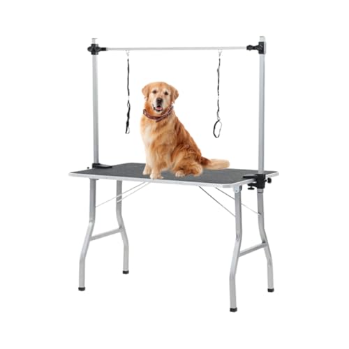 AVOID Hundetrimmtisch Edelstahl 90x61cm Höhe 76cm Trimmtisch für Hunde rutschfest Hundefriseur Tisch/Hundetisch Trimmtisch für Trimmer Hundezubehör & Fellpflege Hund Zuhause Salon mobil