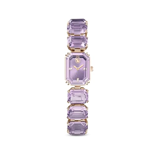 Swarovski Uhr, Armband mit Oktagon-Schliff, Violett, Champagne-vergoldetes Finish