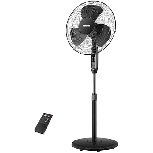 PELONIS 16" Adjustable Oscillating Pedestal Fan with Remote for Bedroom