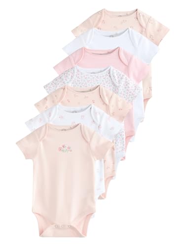 NEXT Baby Mädchen Kurzärmelige Bodys, 7er-Pack Pink Bunny 92-98