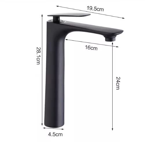 Image of Marcoware Brass Heavy Duty Single Lever Basin Mixer with Hot & Cold Connection Pipes (Black)