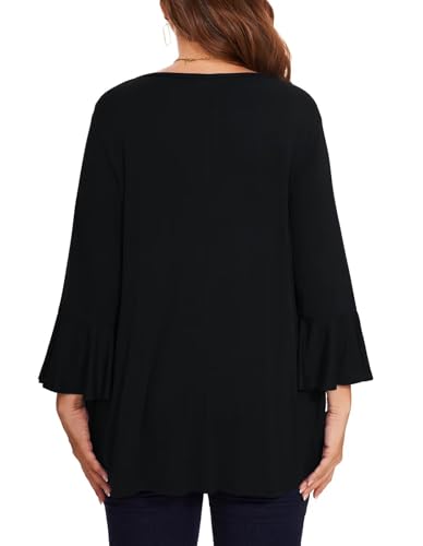 LARACE 3/4 Length Sleeve Plus Size Tops for Women, Women's Tunic Top to Wear with Leggings, V-Neck T-Shirts Fall Clothes 5