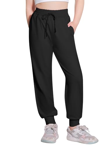 Hvididan Calça de moletom para meninas, leve, de secagem rápida, atlética com bolsos, calça de corri