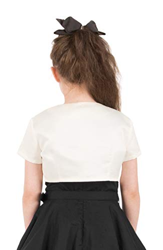 Blackbutterfly Kids Satin Short Sleeve Bolero Childrens Girls Shrug (Ivory, 7-8 Yrs) #TOP3