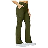 Pantalones cargo con forro polar para mujer, con 6 bolsillos, impermeables, térmicos, para invierno, para exteriores, con agujeros, Verde oscuro., XXL