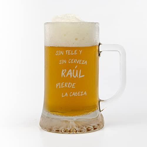 PROMO SHOP - Jarra de Cerveza de Vidrio Personalizada con Nombre o Diseño ½ litro (50 cl), Jarra de Cristal, Jarra de Cerveza Papa, Regalo Día del Padre, Regalo Original, Grabado a Láser