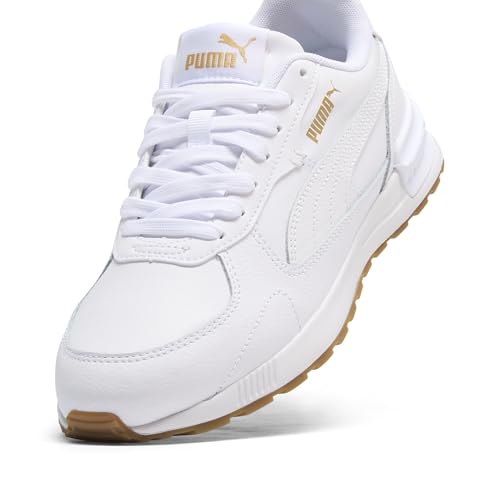 PUMA Puma Women's Graviton, Leather-Puma White-Puma White-Puma Team Gold, 9