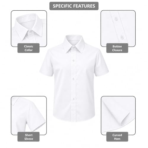 Image of Lilax Boys Classic Short Sleeve Button Down Casual Solid Dress Shirt