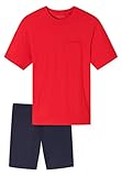 Schiesser Herren Schlafanzug kurz Pyjamaset, rot, 54
