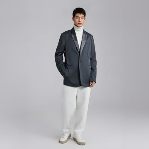 Men's One Button Casual Coat Peak Lapel Suit Blazer Dinner Groom Tuxedos Jacket4