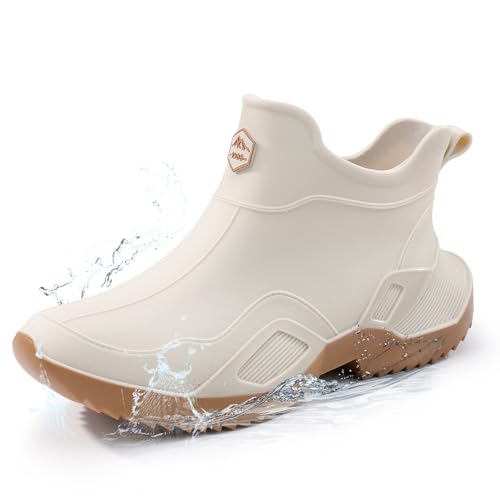 Short rain boots men waterproof deck boots for women ankle fishing boot comfortable garden work shoes lightweight chelsea boot for Boating Camping Sailing