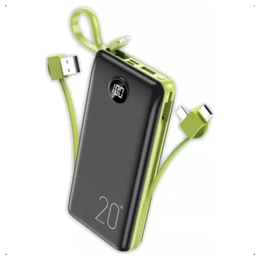 Power Bank 20.000mah Carregador Portátil Com Display 3 Cabos (Preto)