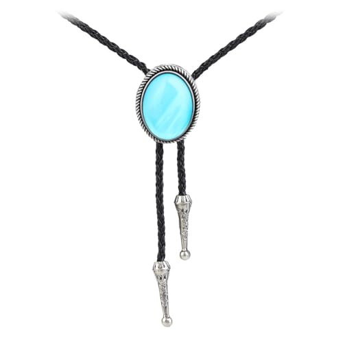 Image of Joxevyia Bolo Tie for Men Vintage Cow Skull Leather Rope Western Cowboy Necktie Vintage Bola Tie Gift for Him