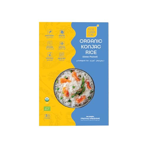 Ecological Organic Konjac Rice 200g Low Carb Keto & Diabetic Friendly Gluten-Free Vegan Zero Fat Ideal Shirataki Rice Substitute for Healthy Meals