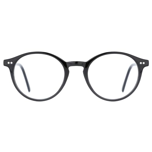 TIJN Blue Light Blocking Glasses for Women Men,Vintage Round Rim Frame Bluelight Eyeglasses,Anti-Glare & UV Protection(Black)
