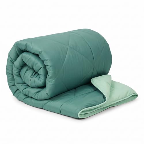 Image of Epicasa Reversible Comforter | 200 GSM Thermal Bonded Fill | 110 GSM Micro Peach Fabric | All Season AC Quilt | Diamond Quilted | Lightweight Duvet Blanket for Home Bedroom | Green & Mint