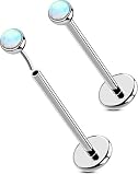 OUFER 2 piercings para nariz y labios, de titanio sólido G23, sin rosca, para nariz, labio, medusa, monroe, hélice, cartílago, tragus, caracola, lóbulo, joyería para mujeres y hombres, 2pcs, 20g 12mm