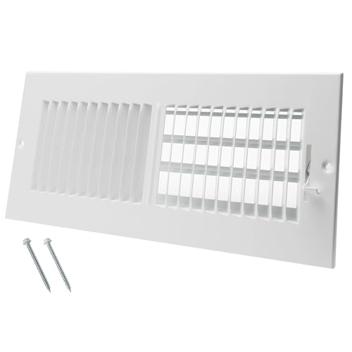 12 x 4 Inch [Duct Opening] Air Vent Covers for Wall or Ceiling - High Airflow 2 Way Steel Ventilation - Adjustable Wall/Ceiling Register 13-3/4 Inch x 5-3/4 Inch [Overall Dimensions]