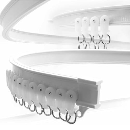 Riel - Sistema de riel flexible para divisor de habitación con ruedas silenciosas y accesorios de montaje completos para decoración del hogar, fácil instalación (4,6 m)
