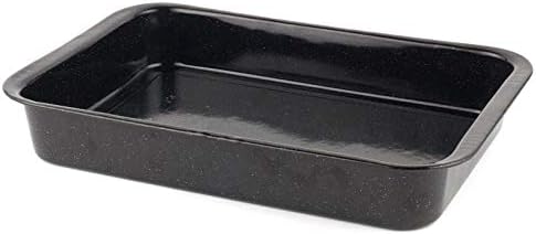Russell Hobbs CW12611 Romano Vitreous Durable Enamel Roaster, 36 cm, Black, Dishwasher Safe, Rectangular Roasting Tin for Vegetables and Meat, Oven Safe Up To 230 Degrees, 36 x 25 x 4 cm